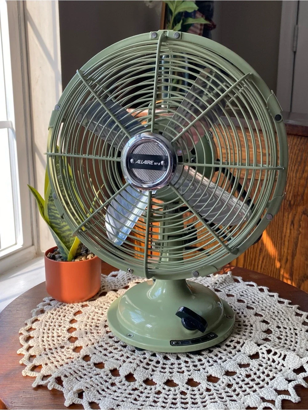 NEW! Allaire Restoration Hardware Vintage Retro Table Fan in Sage Green 3 Speeds
